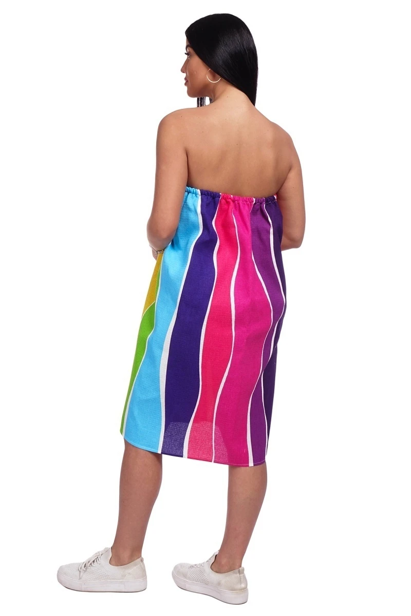 Парео для бани женское (на липучке) (Диз) 037 Волны радуги