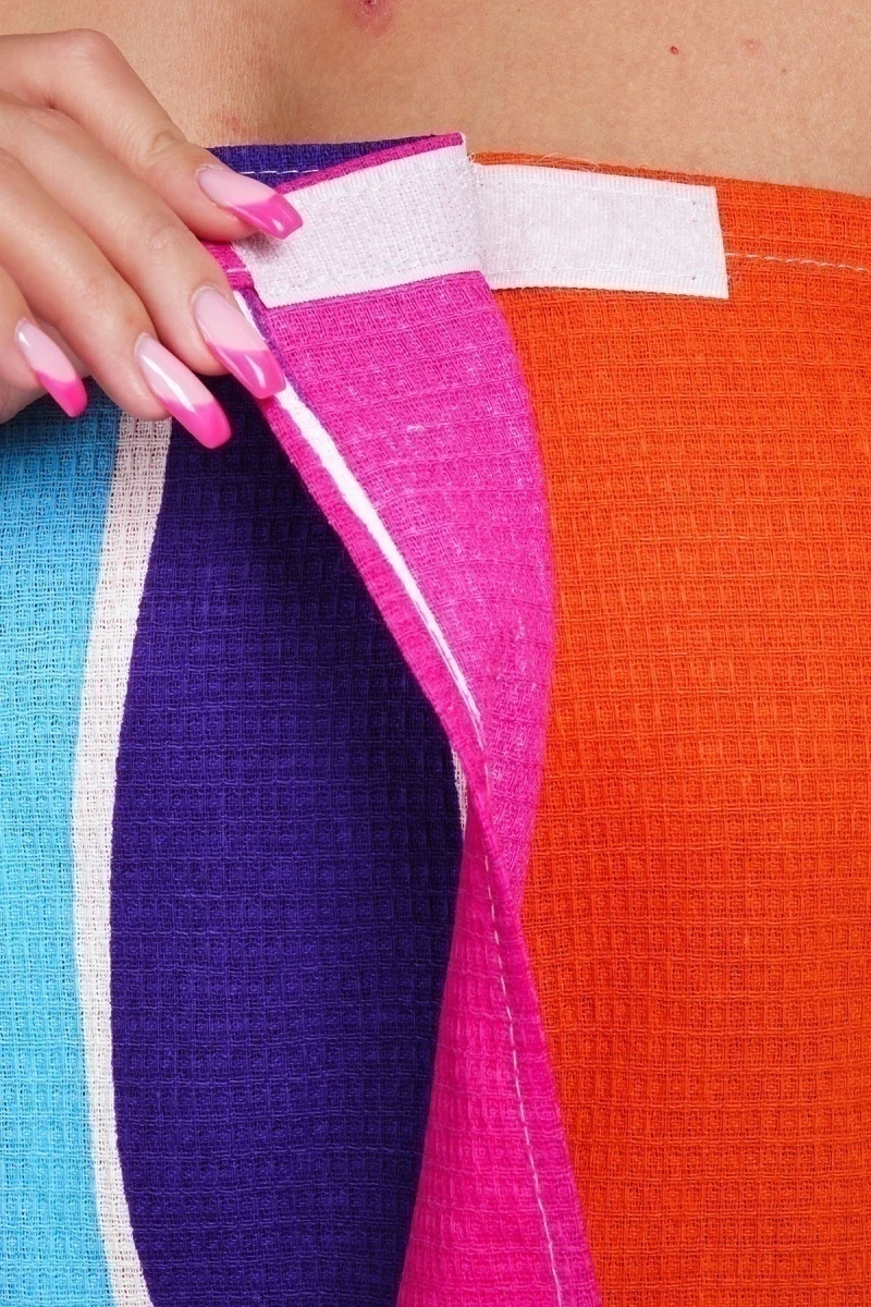 Парео для бани женское (на липучке) (Диз) 037 Волны радуги