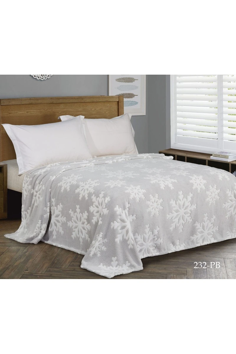 Покрывало плюш велюр 232-Pb Вальс снежинок_