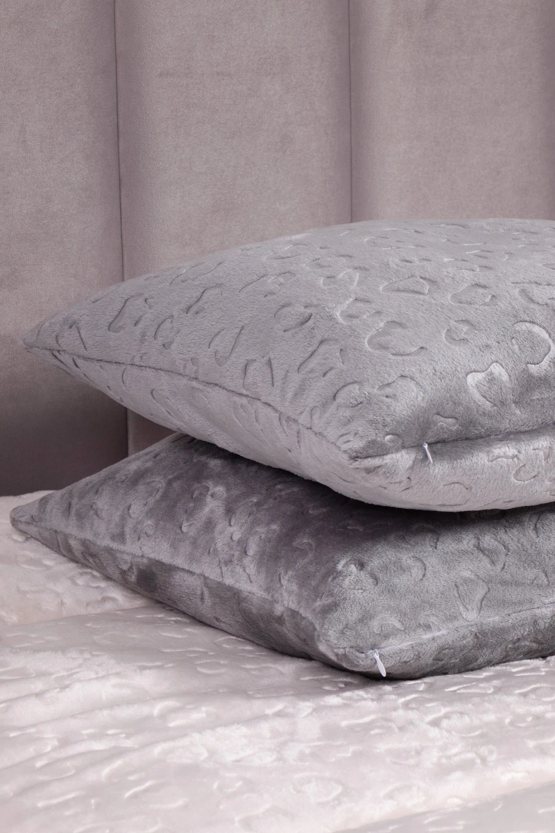 Наволочка плюш велюр Жаккард VV-93 Серебристый_