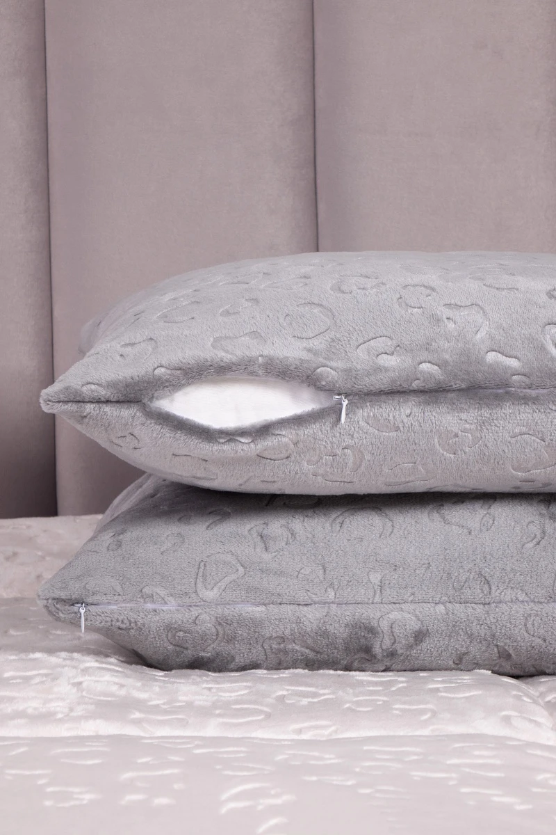 Наволочка плюш велюр Жаккард VV-93 Серебристый_