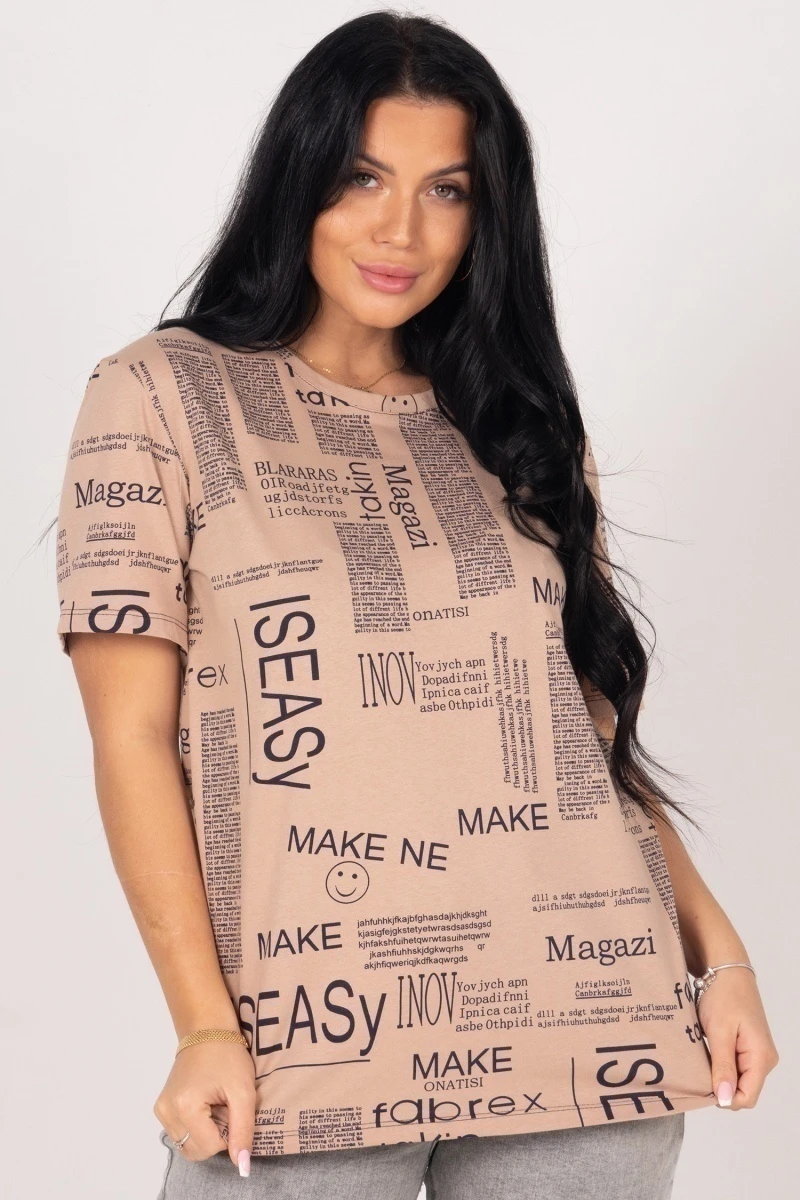 (СК) Футболка женская "Ника" миндаль, буквы