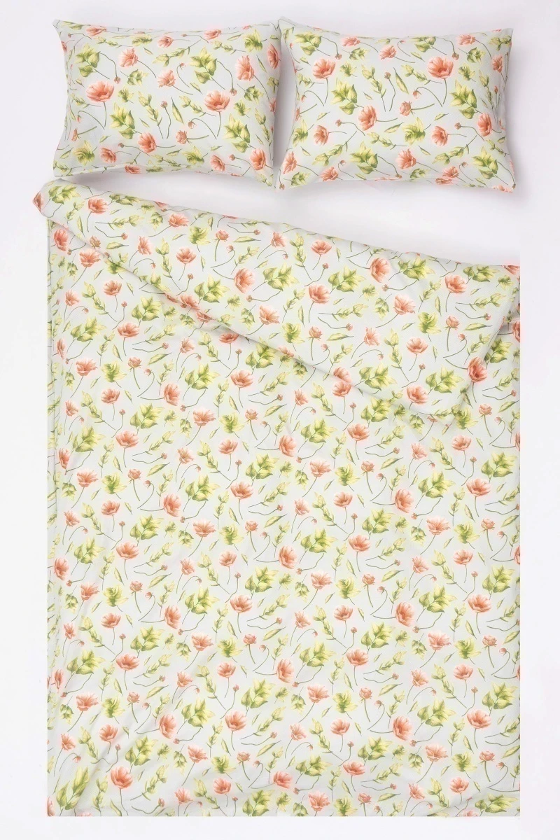 1 + 2 Пододеяльник и 2 наволочки бязь "Маки на фактуре" серый, 145х215, 50х70 см (арт. 10523-1)