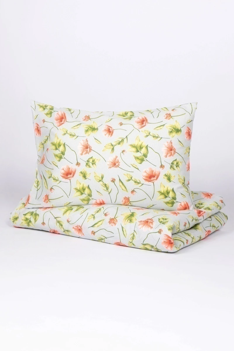 1 + 2 Пододеяльник и 2 наволочки бязь "Маки на фактуре" серый, 145х215, 50х70 см (арт. 10523-1)