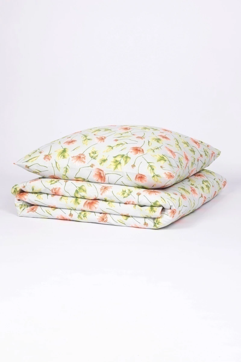 1 + 2 Пододеяльник и 2 наволочки бязь "Маки на фактуре" серый, 145х215, 50х70 см (арт. 10523-1)