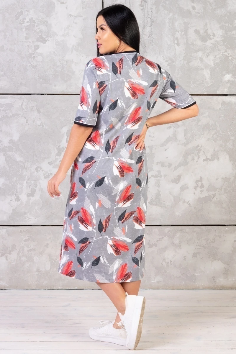 (СК) Халат женский "Зарина" красный, лилии