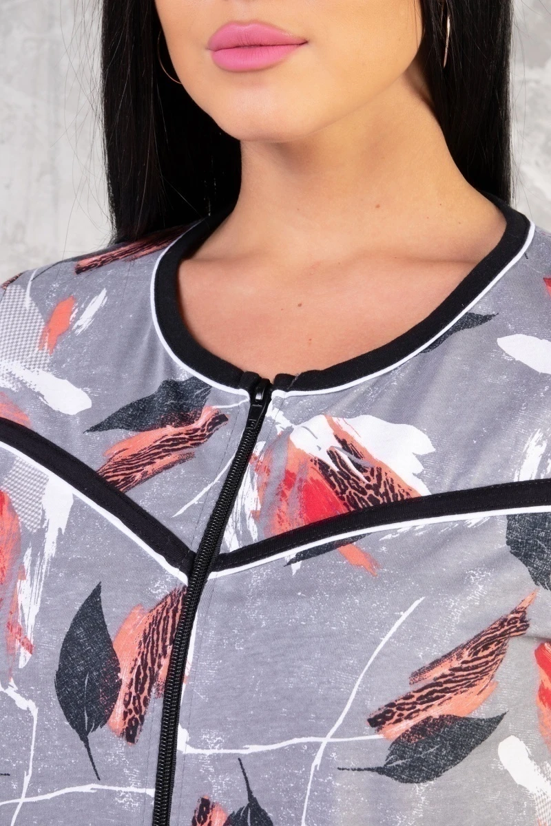 (СК) Халат женский "Зарина" красный, лилии