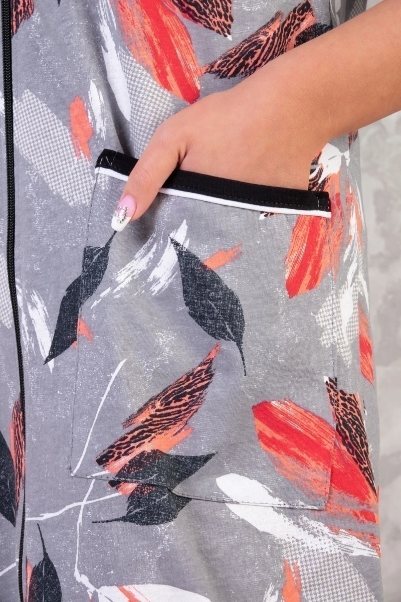 (СК) Халат женский "Зарина" красный, лилии