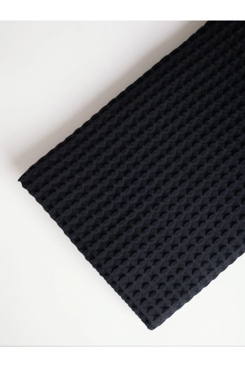 (ВНЛ) Полотенце вафельное банное большое Софатекс для бани и сауны бохо (черный)