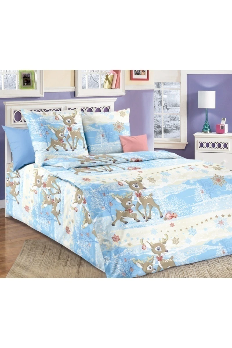 Пододеяльник "ТД" 120 г/м бязь "Оленята 1" арт. 207491 голубой_