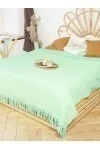Покрывало вафельное ПИКЕ с бахромой (9000) - ментоловый