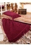 Покрывало махровое Узелочки с бахромой (5121) - бордовый