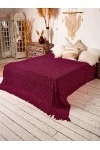 Покрывало махровое Узелочки с бахромой (5121) - бордовый