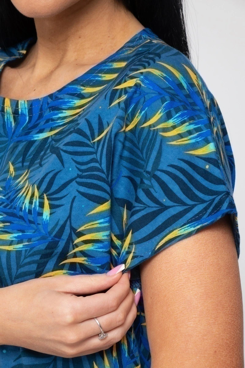 (СК) Футболка женская "Катрин" ультрамарин, папоротник