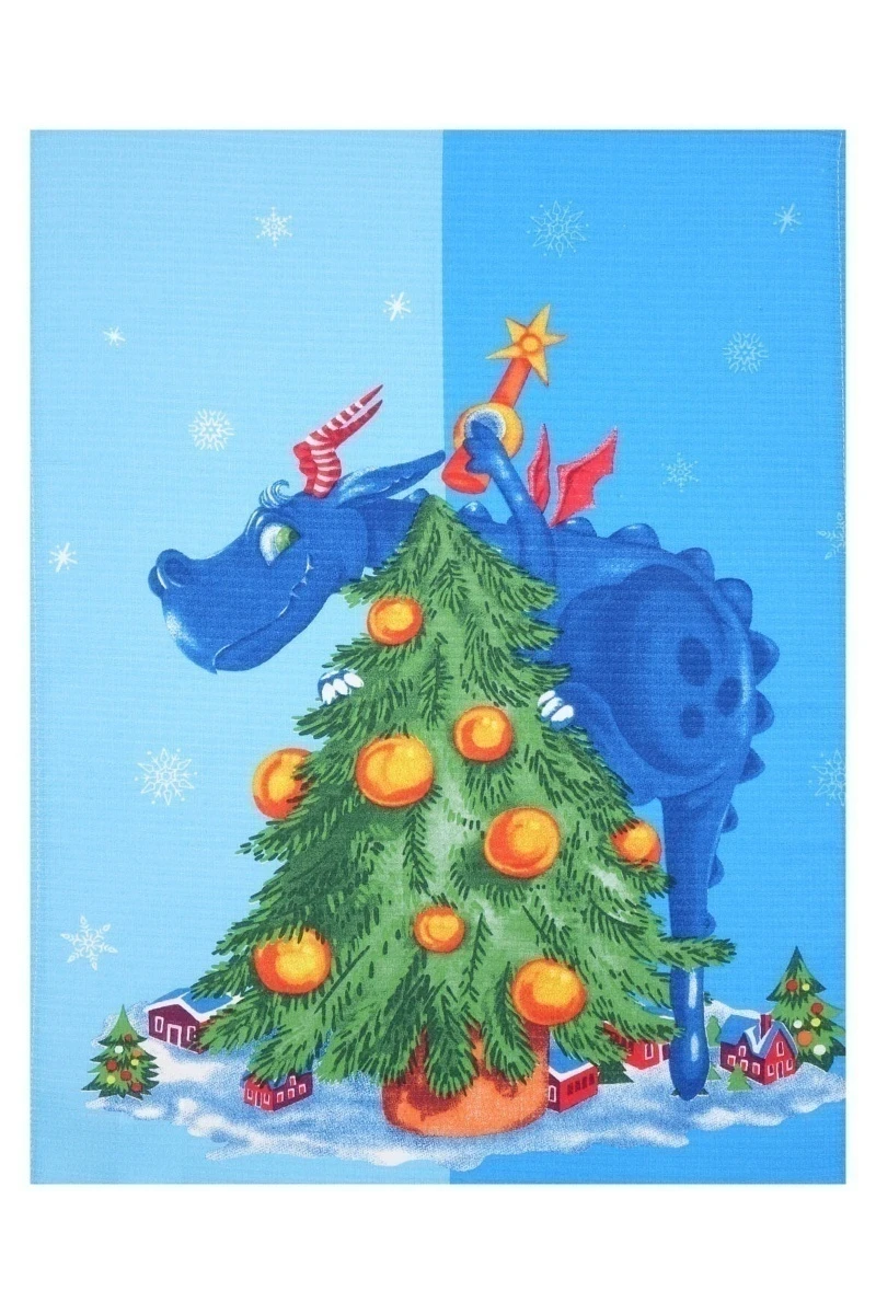 Набор вафельных полотенец (ХБК) 378 Веселые драконы - 3 шт - 45х60 см