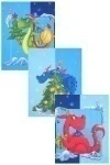 Набор вафельных полотенец (ХБК) 378 Веселые драконы - 3 шт - 45х60 см
