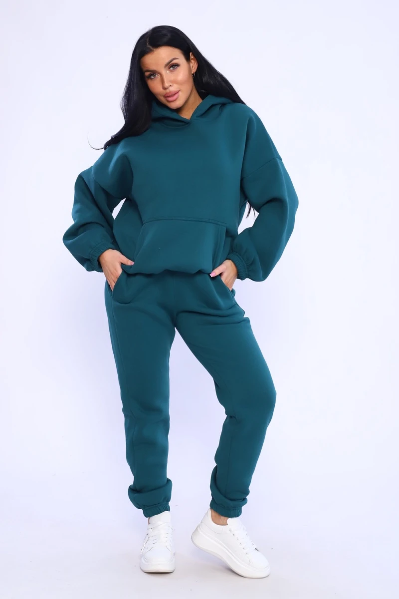 (ВНЛ) Брюки джоггеры футер трехнитка начес унисекс, Арт. Бр-1045 (зеленый)