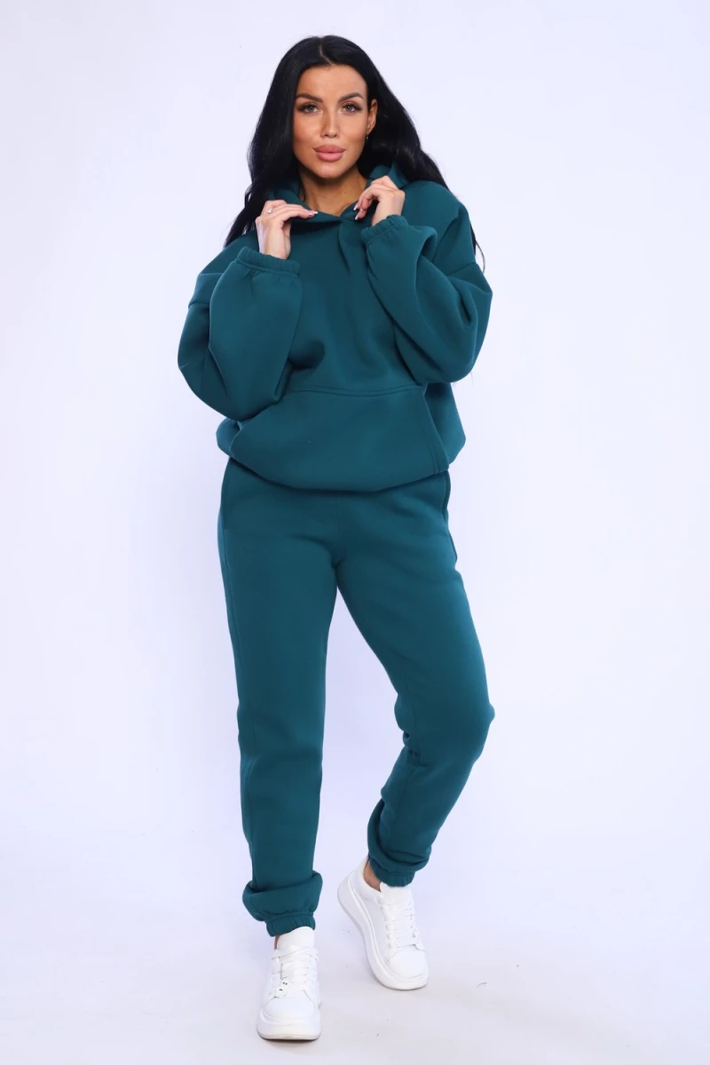 (ВНЛ) Брюки джоггеры футер трехнитка начес унисекс, Арт. Бр-1045 (зеленый)