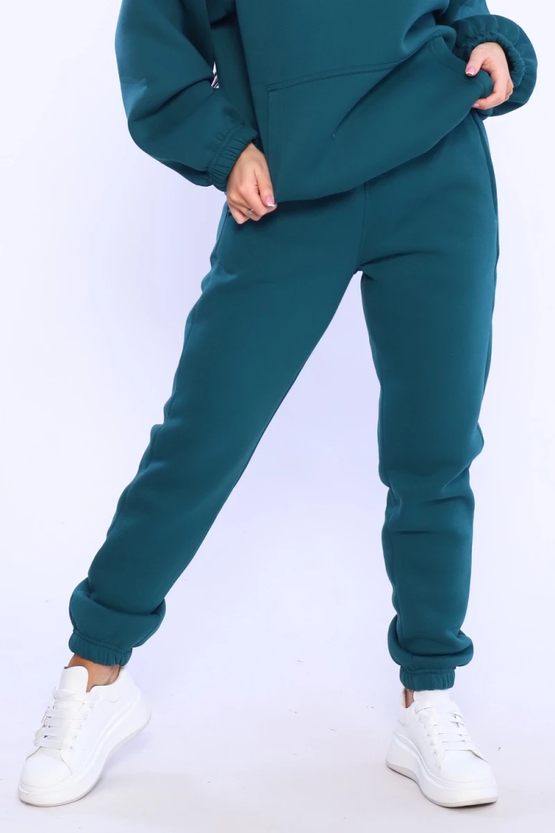 (ВНЛ) Брюки джоггеры футер трехнитка начес унисекс, Арт. Бр-1045 (зеленый)