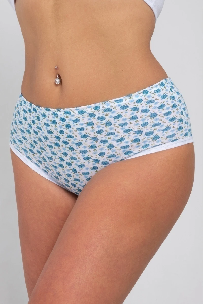 (СК) Трусы женские Б/З хлопок бирюзовый, цветы