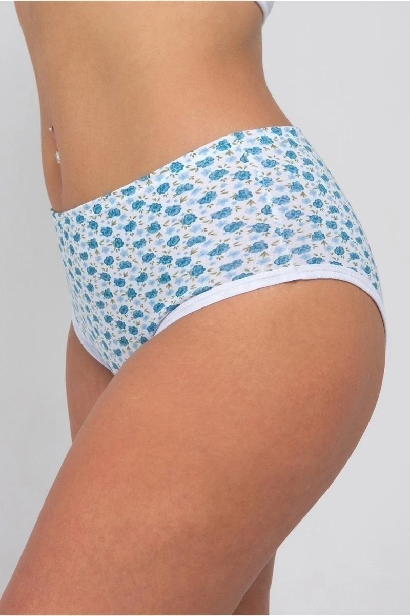 (СК) Трусы женские Б/З хлопок бирюзовый, цветы