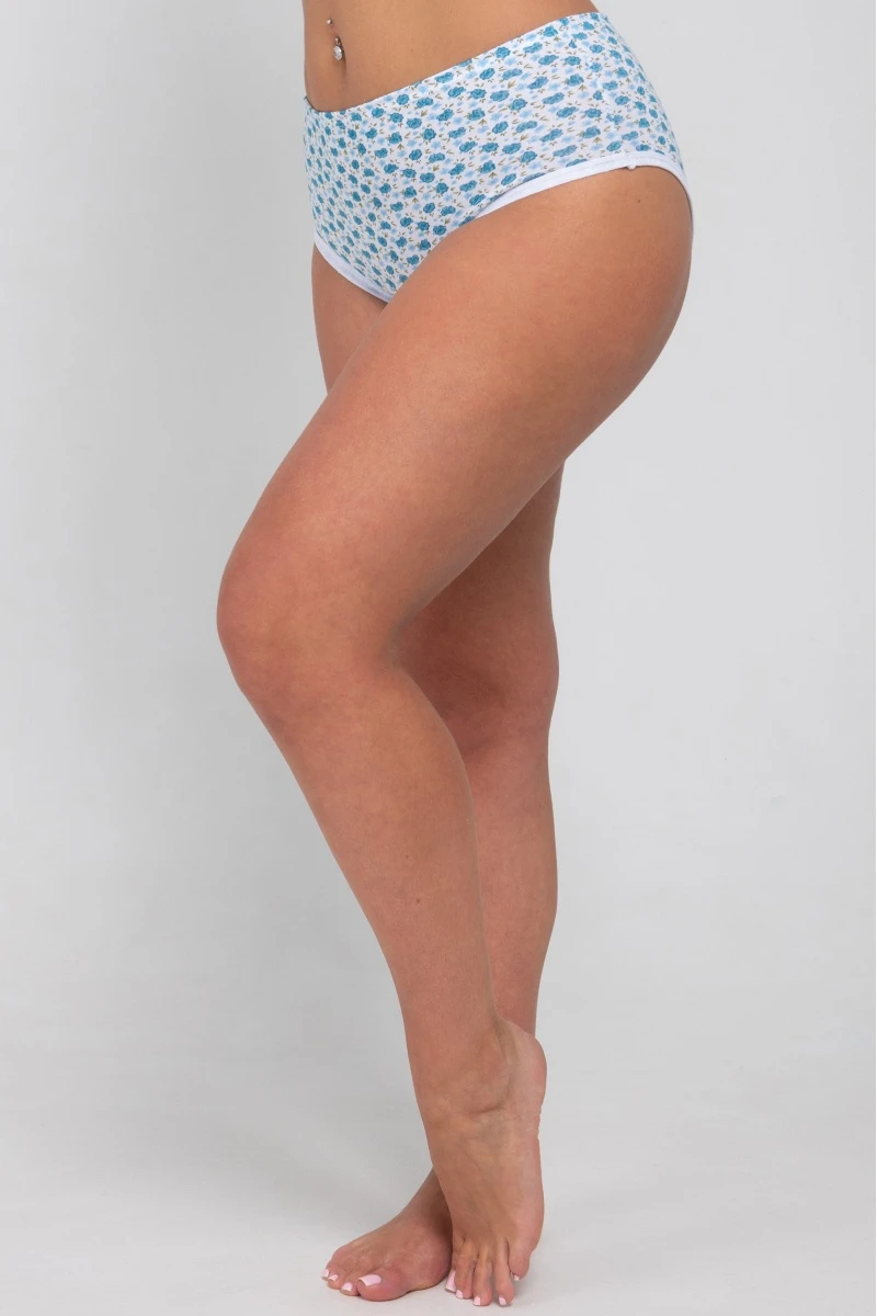 (СК) Трусы женские Б/З хлопок бирюзовый, цветы