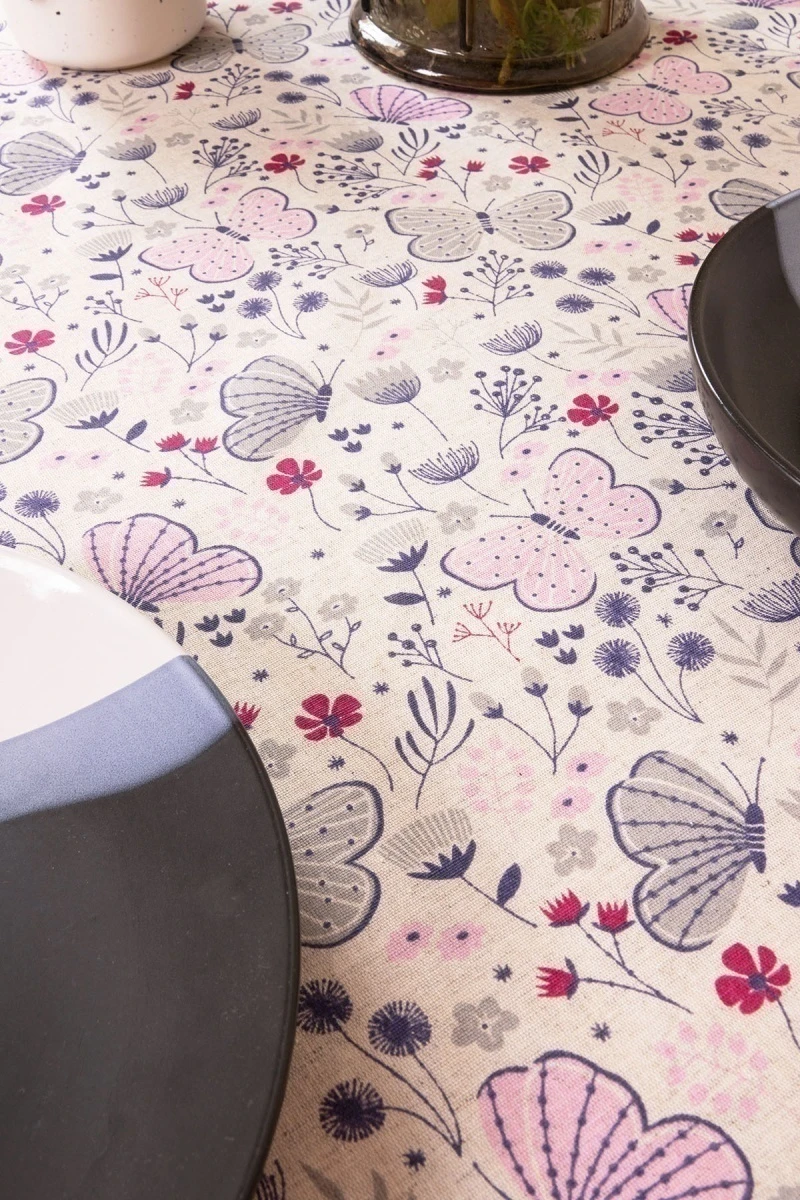 Скатерть круглая с кружевом полулен "СФ" Гармония (вид 17) (145х145 см)