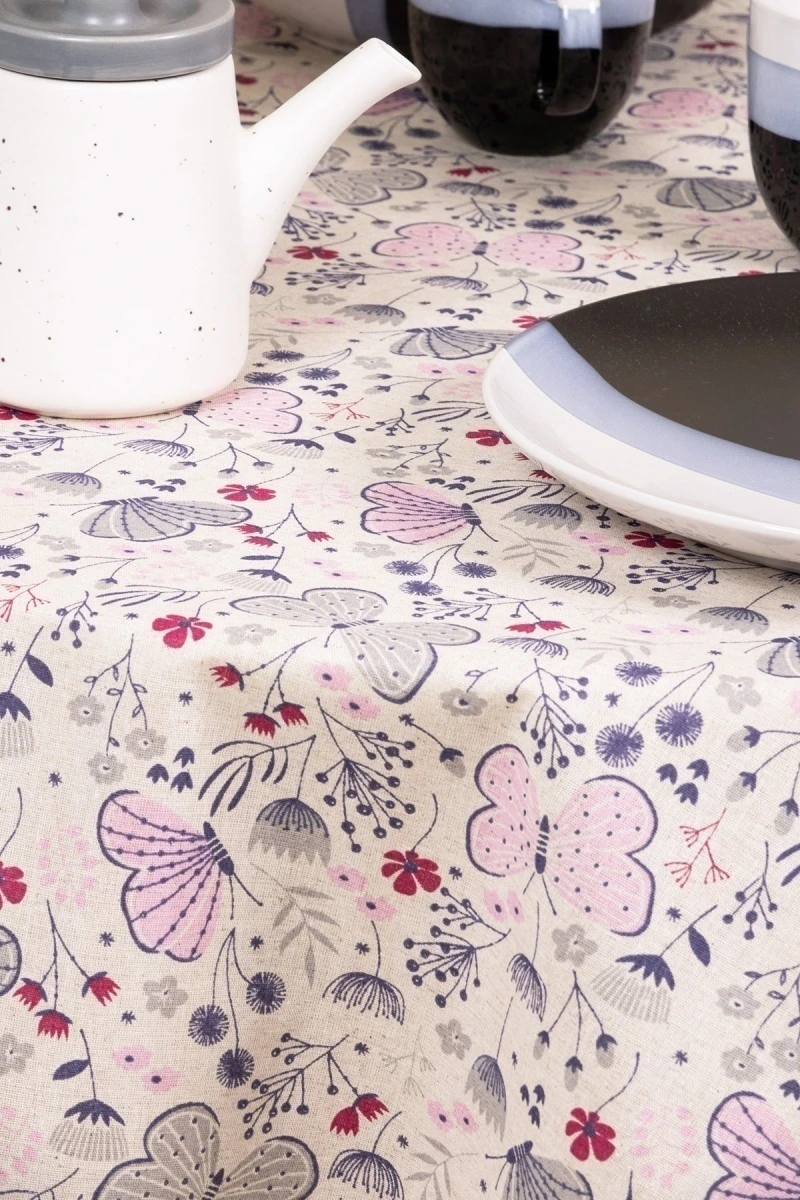 Скатерть круглая с кружевом полулен "СФ" Гармония (вид 17) (145х145 см)