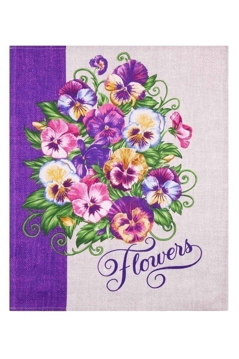 Набор полотенец рогожка 067 Королевский букет (фиолет) - 3 шт - 45х60 см