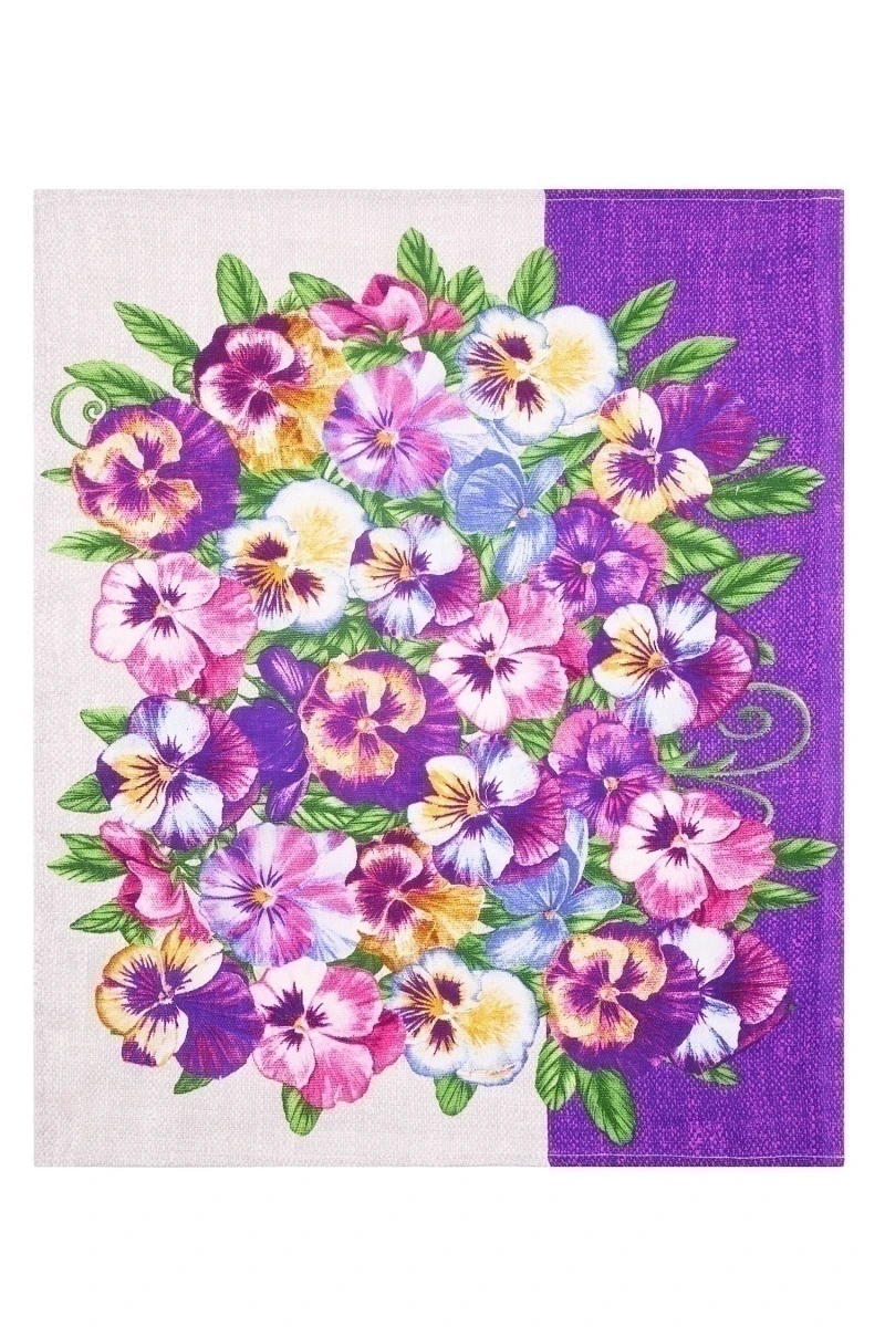 Набор полотенец рогожка 067 Королевский букет (фиолет) - 3 шт - 45х60 см