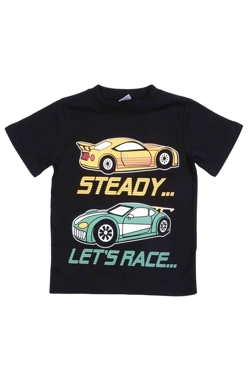 Футболка для мальчиков "Безумные гонки" BK002M чёрный