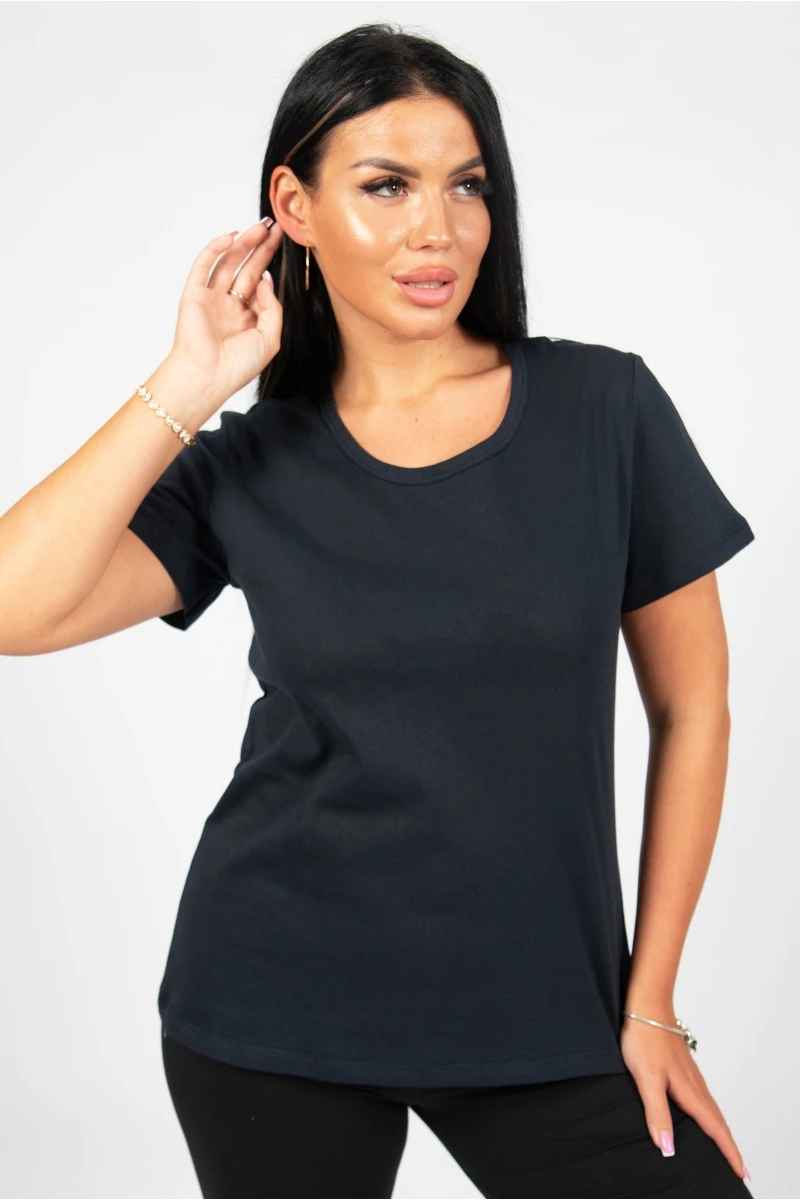 Футболка женская однотонная "Ромашка" темно-синий