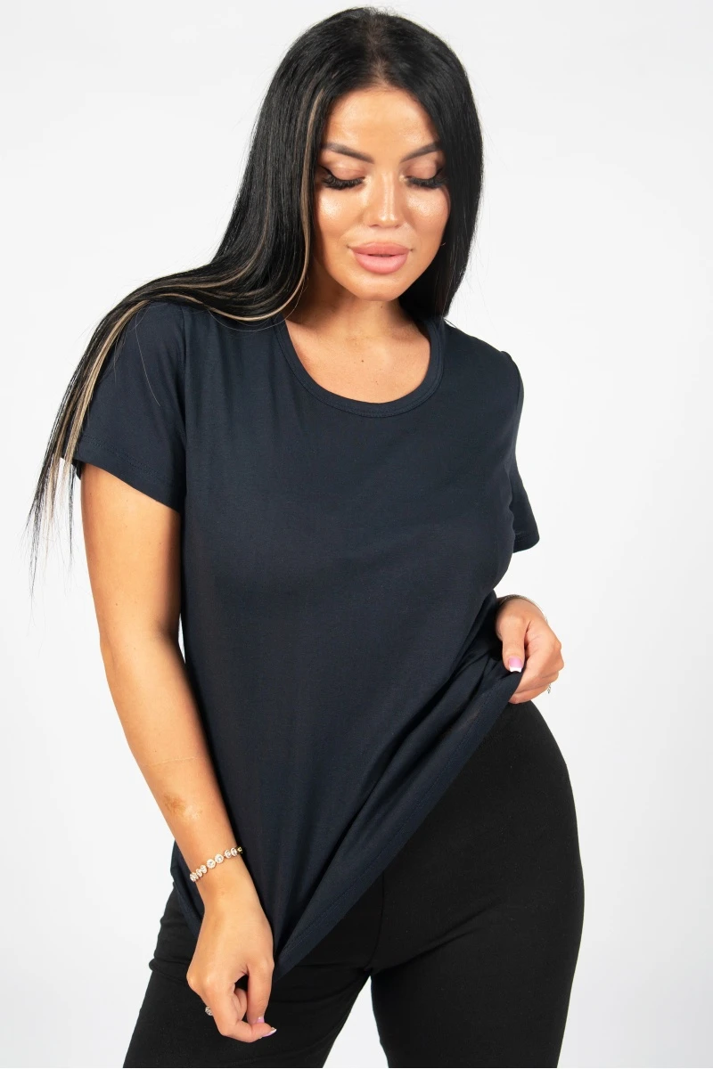 Футболка женская однотонная "Ромашка" темно-синий