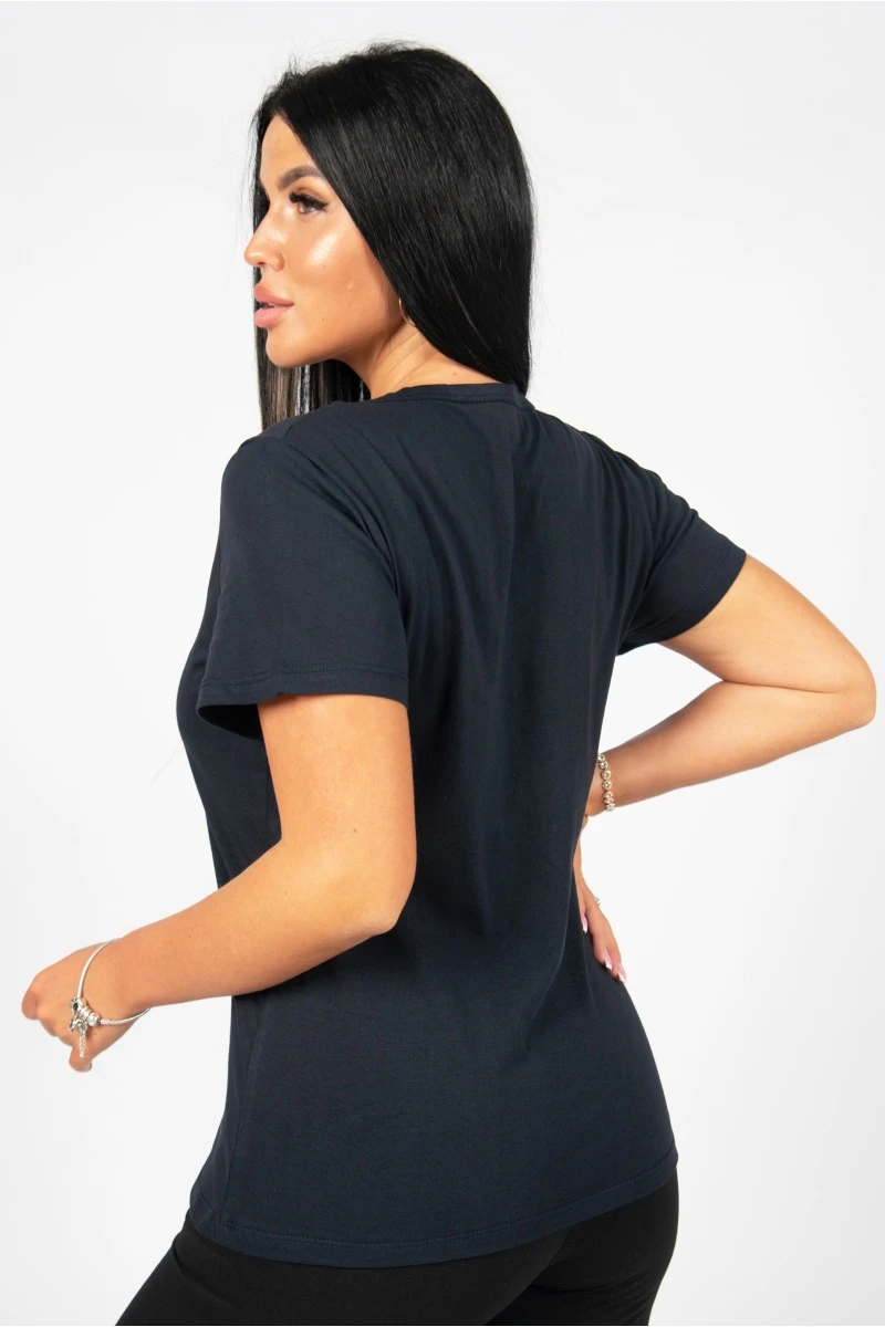 Футболка женская однотонная "Ромашка" темно-синий