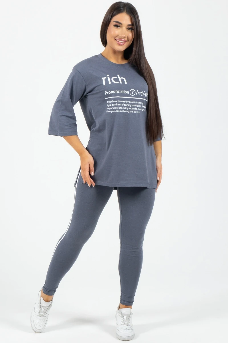 (СК) Леггинсы женские с лампасами, графит меланж