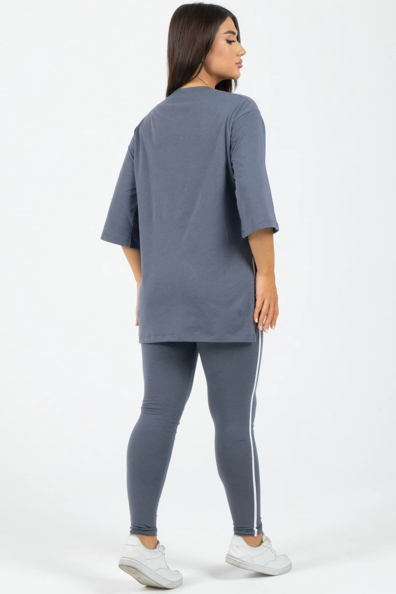 (СК) Леггинсы женские с лампасами, графит меланж