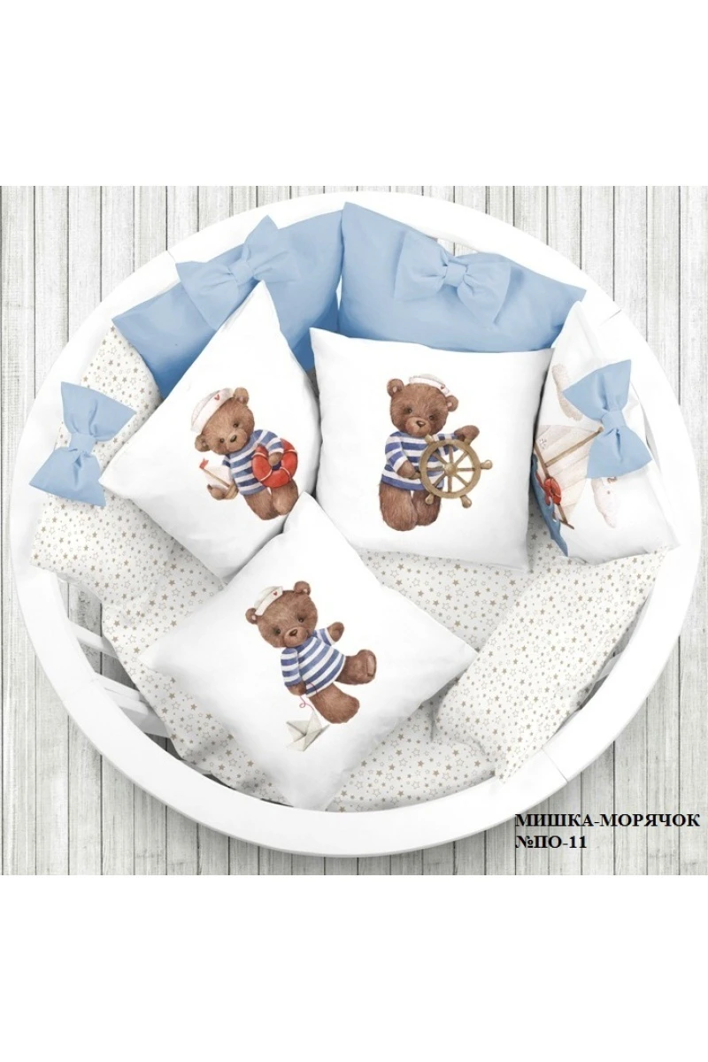Декор. подушка Premium "Мишка с кораблем" рис. 114