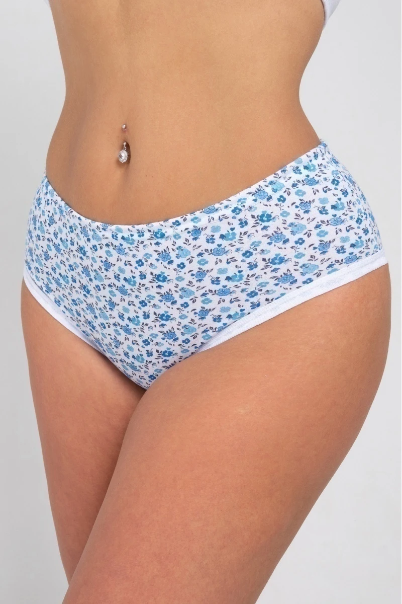 (СК) Трусы женские Б/З хлопок лазурный, цветы