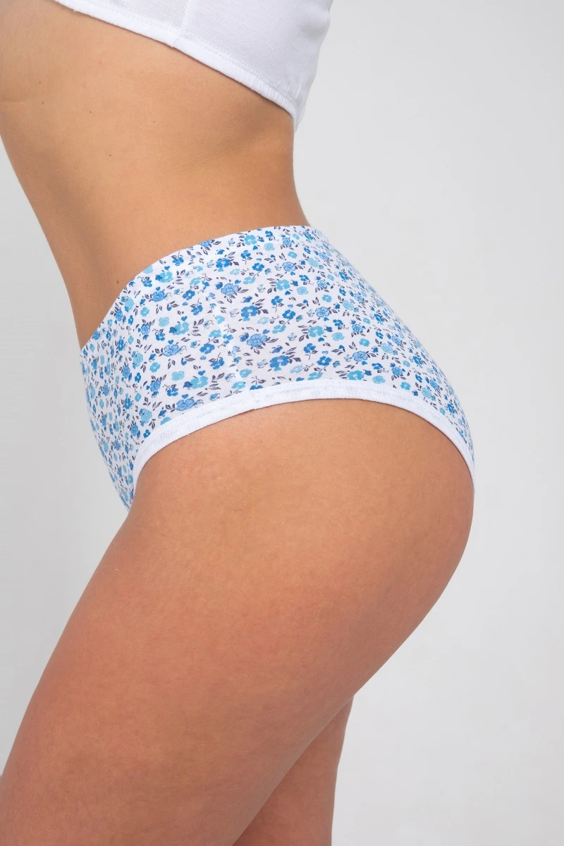 (СК) Трусы женские Б/З хлопок лазурный, цветы