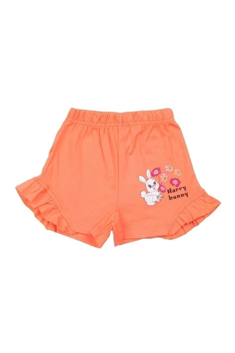 Шорты для девочки BK0101SH коралловый (зайчик с цветами)