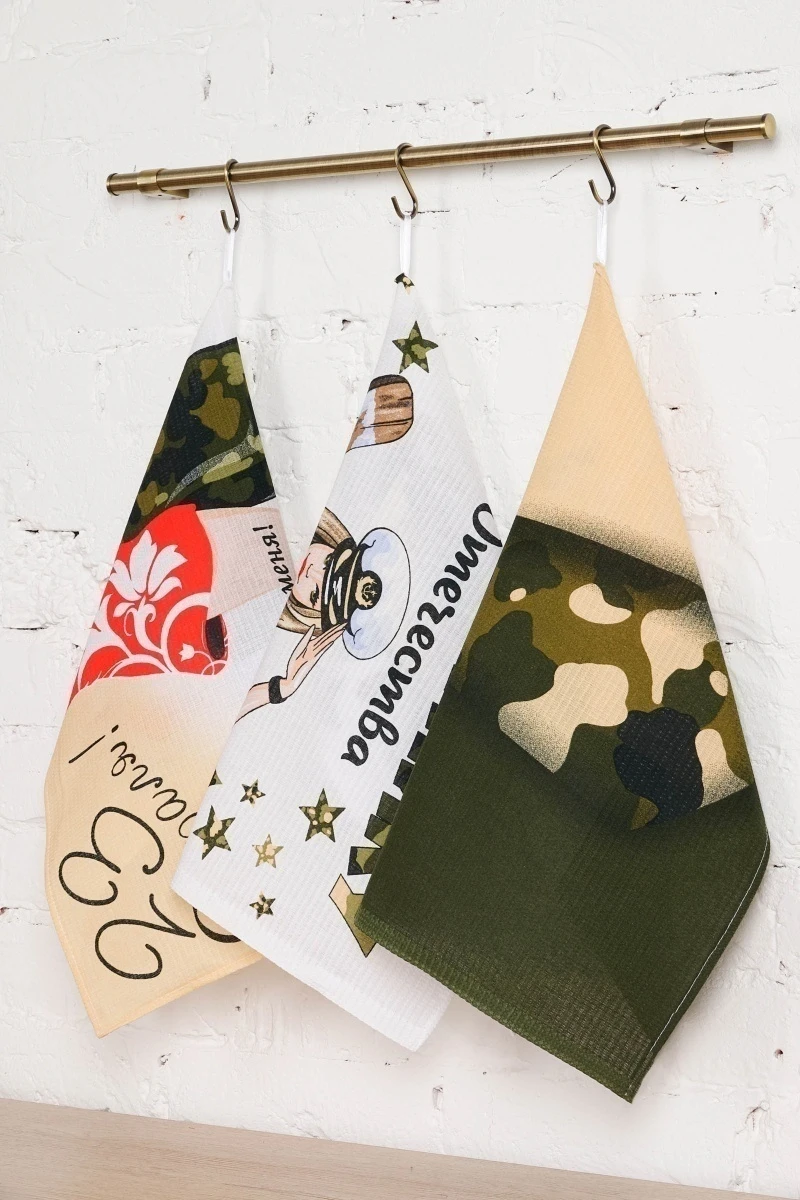 Набор вафельных полотенец (ХБК) 349 Мой защитник - 3 шт - 45х60 см