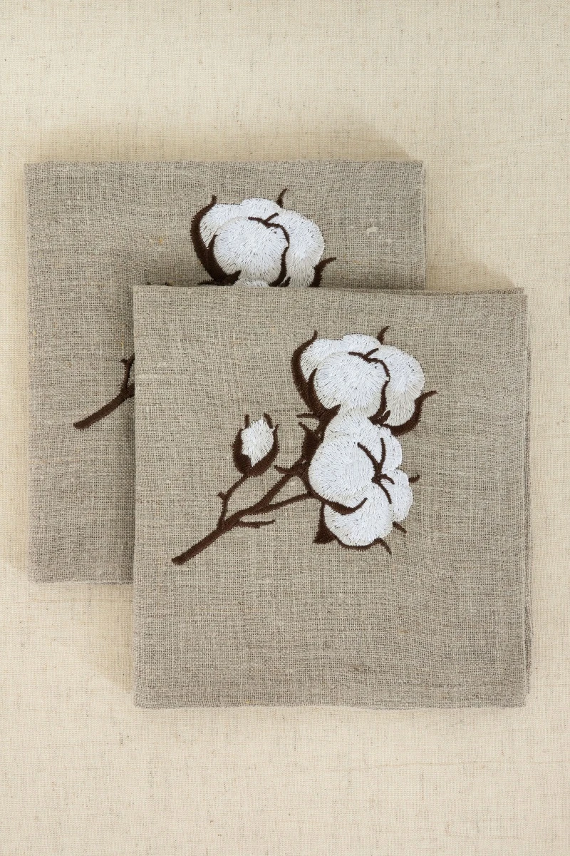 Салфетка лен "100%" 240гр. с вышивкой Хлопок