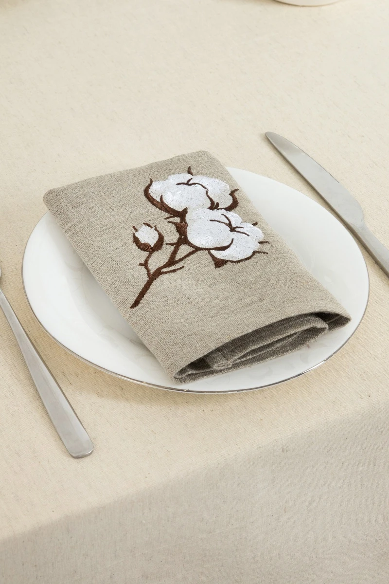Салфетка лен "100%" 240гр. с вышивкой Хлопок