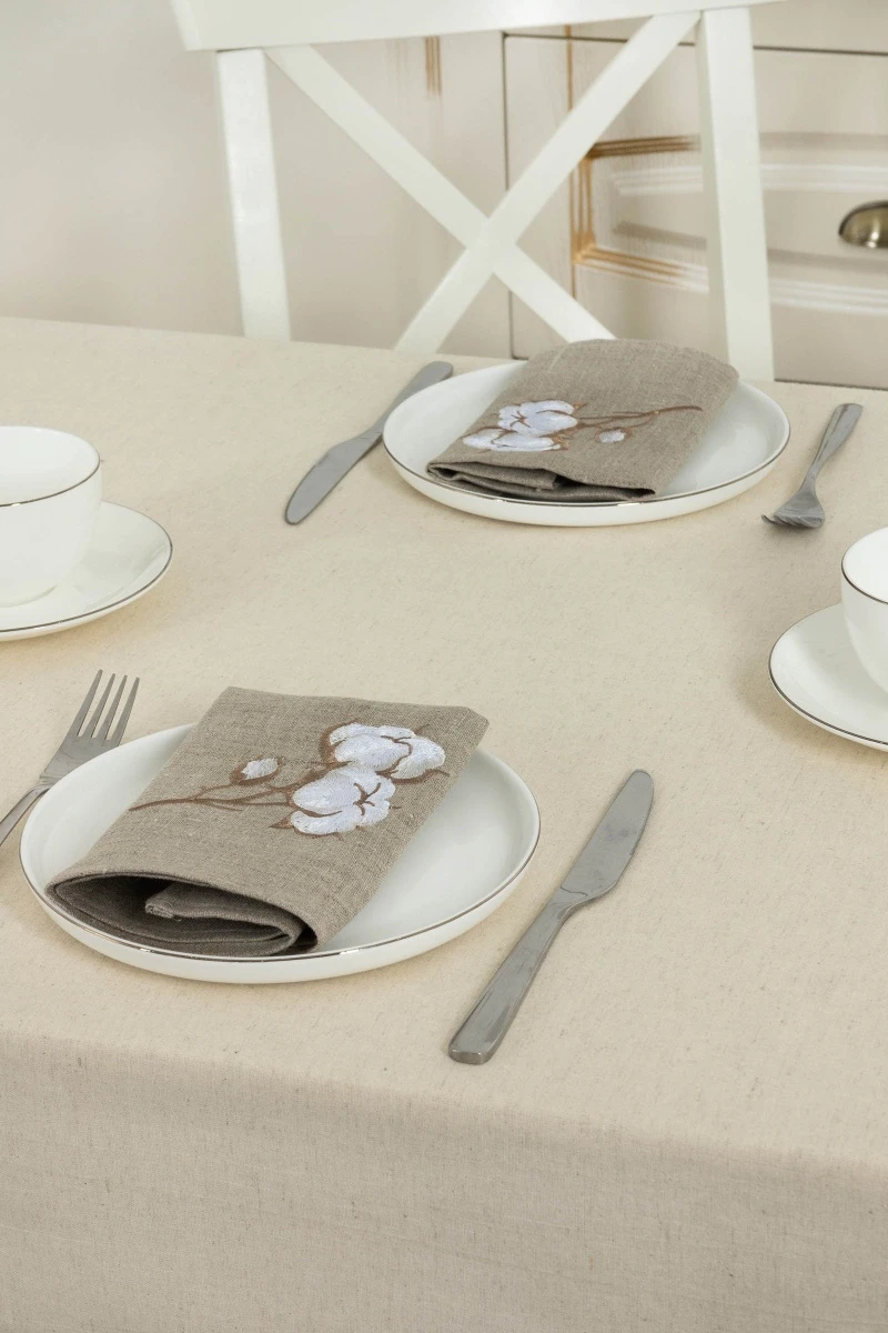 Салфетка лен "100%" 240гр. с вышивкой Хлопок