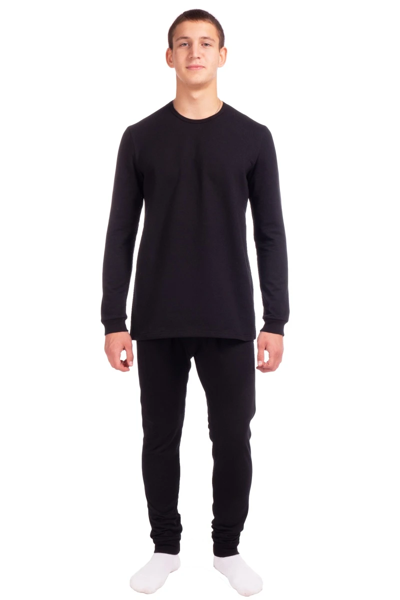 (СК) Термобелье мужское футер 2-х нитка с начесом, черный