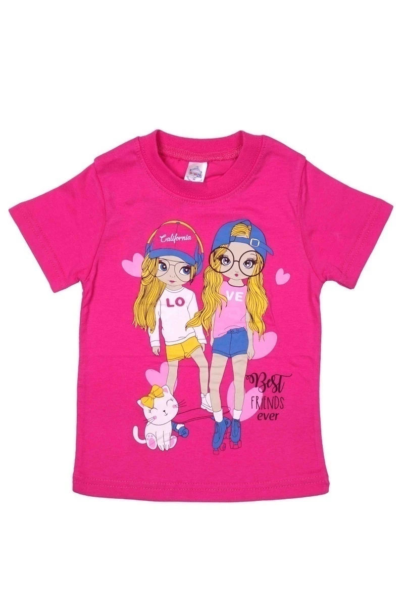 Футболка для девочки "Лучшие подруги" BK001D фуксия