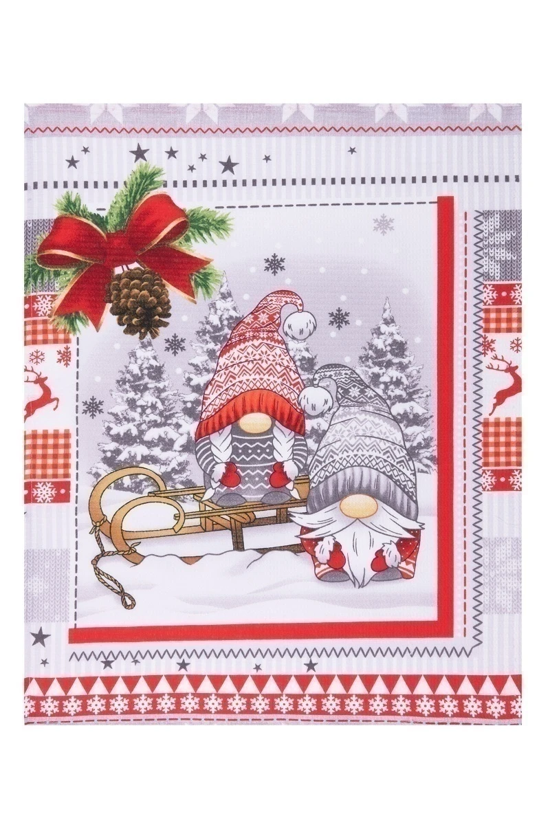 Набор вафельных полотенец (ХБК) 370 "Гномы в шапочках" - 3 шт - 45х60 см