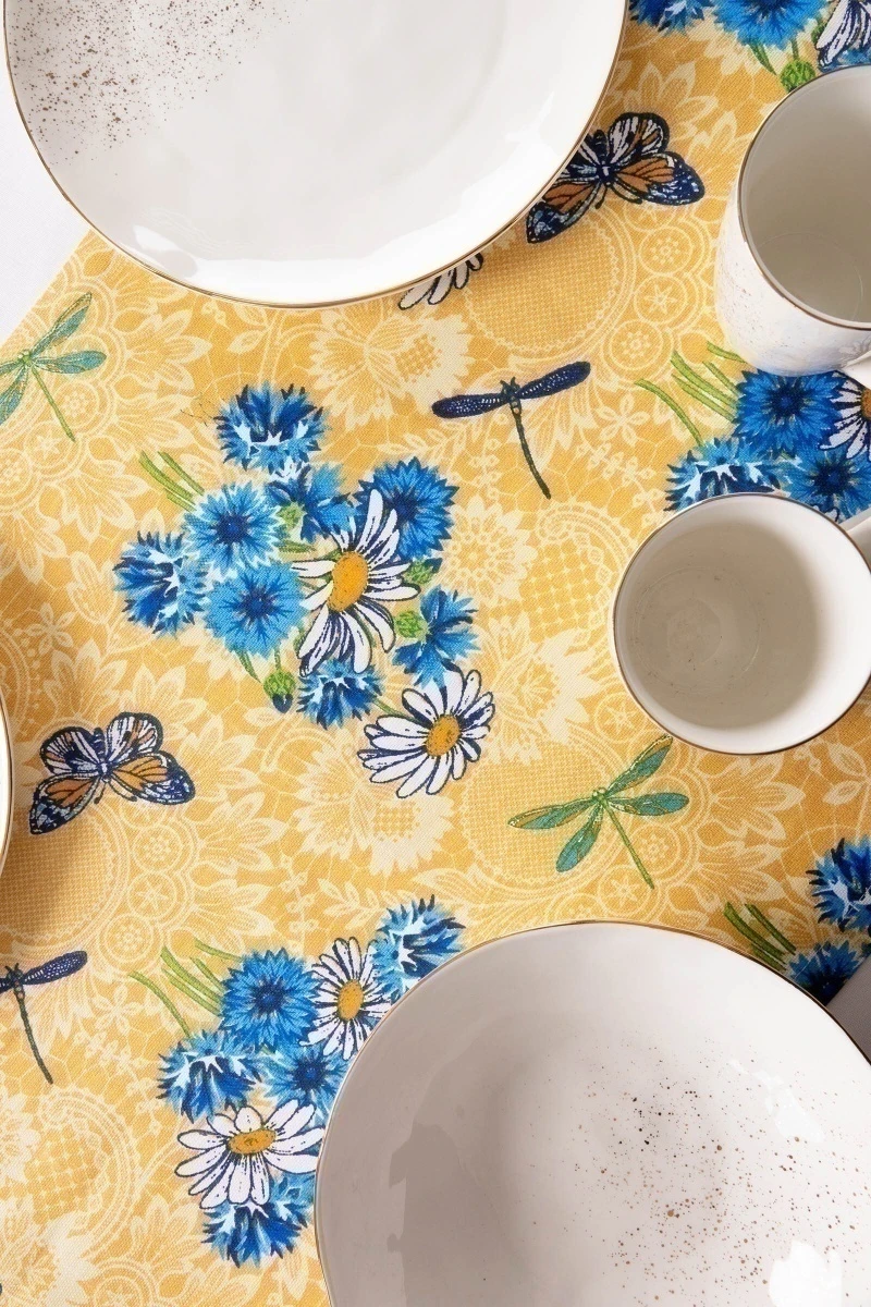 Дорожка из рогожки "Талка" Полевой букет (бежевый)