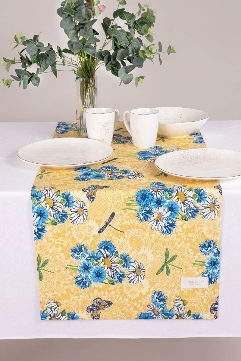 Дорожка из рогожки "Талка" Полевой букет (бежевый)