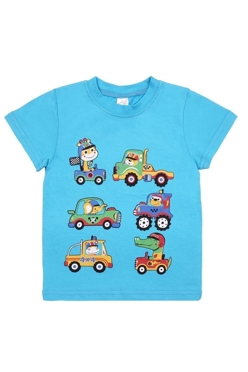 Футболка для мальчиков "Дружеская гонка" BK0001M бирюзовый